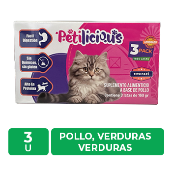 3 Pack Pate de Carne y Verduras para Gato 160g