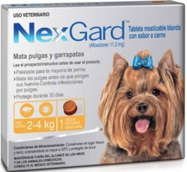 Antipulgas para perros Nexgard color Naranja  2-4 Kg